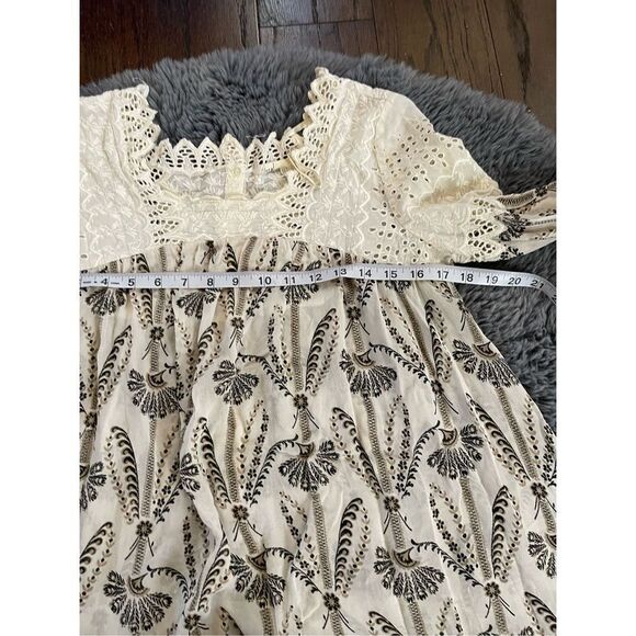 Anthropologie chiffon eyelet lace long sleeve boho blouse size 2 - Picture 5 of 7